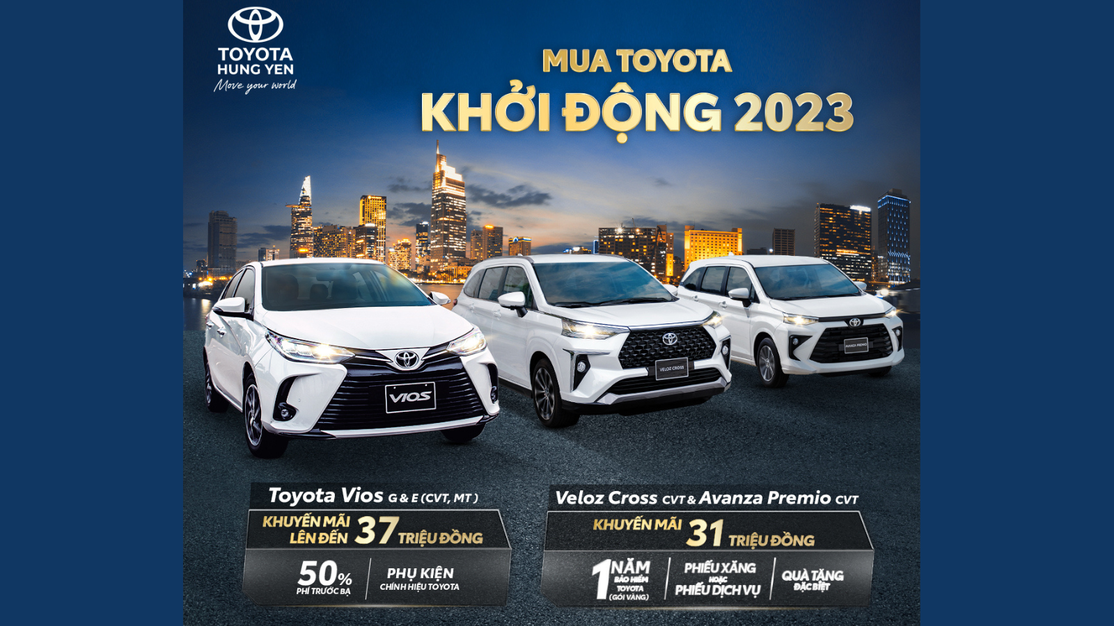 Chương trình khuyến mại từ Toyota Hưng Yên dành cho khách hàng mua xe  Toyota Vios, Veloz Cross và Avanza Premio trong tháng 02/2023