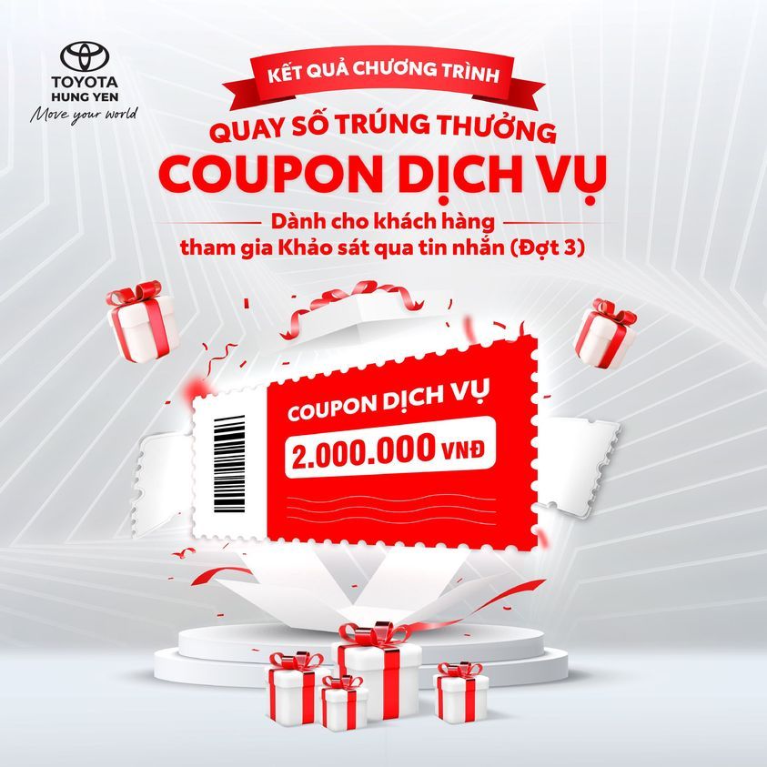KHÁCH HÀNG TẠI TOYOTA HƯNG YÊN TRÚNG THƯỞNG COUPON 2 TRIỆU ĐỒNG
