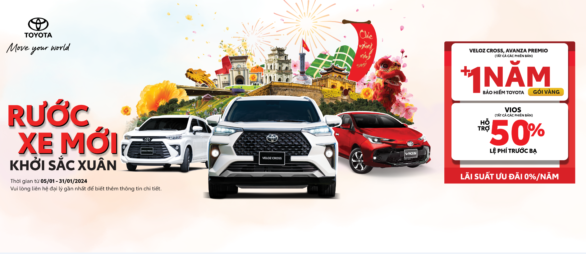 khuyến mại hấp dẫn cho các mẫu xe Toyota trong tháng 01/2024