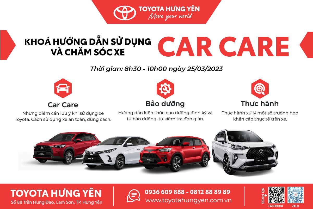 SỰ KIỆN LÁI THỬ, HƯỚNG DẪN SỬ DỤNG VÀ CHĂM SÓC XE CÙNG TOYOTA HƯNG YÊN