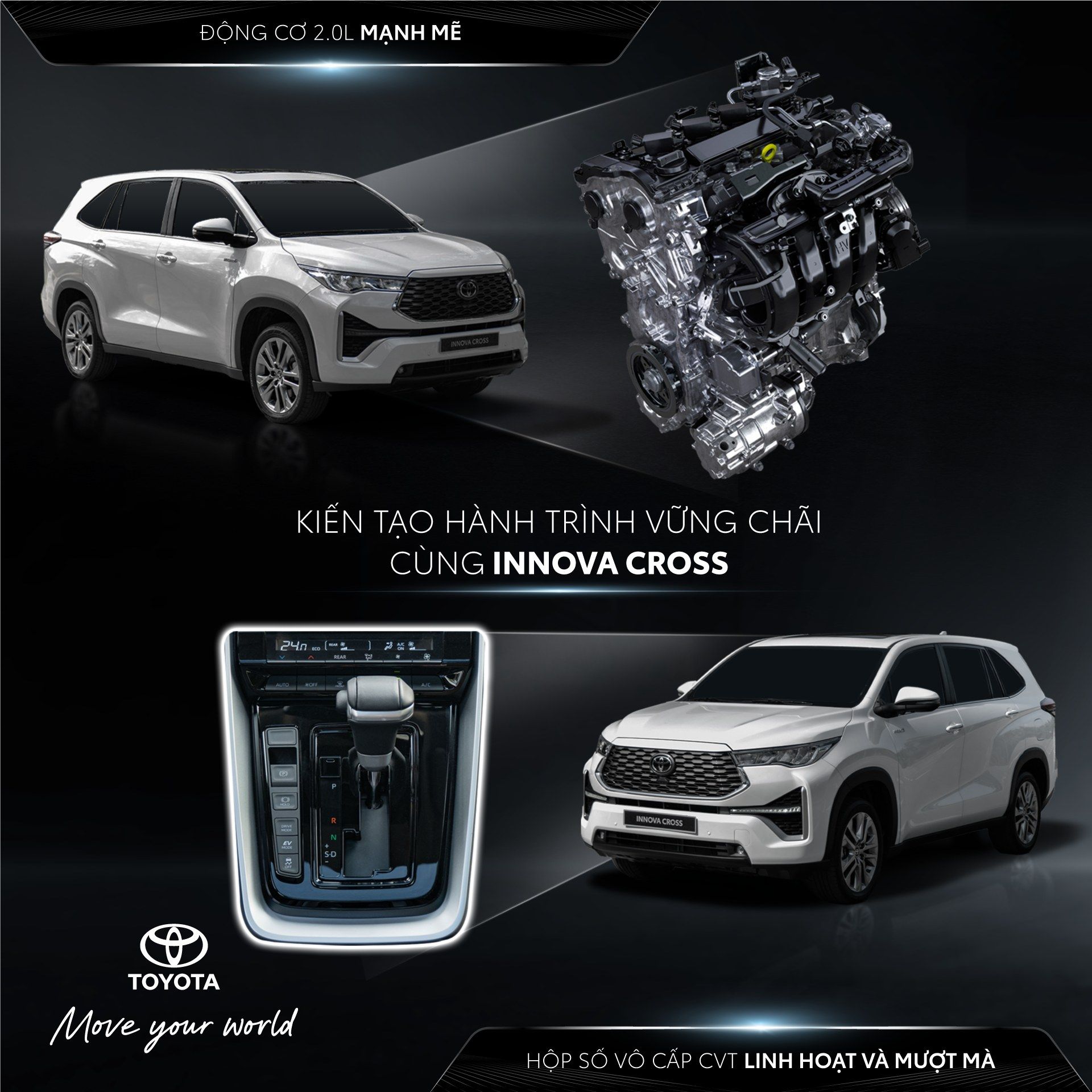 Trải Nghiệm Hành Trình Hoàn Hảo với Innova Cross và Động Cơ Mạnh Mẽ 2.0L